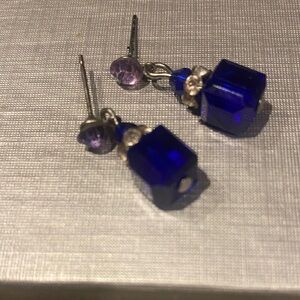 Elegant Blue and Purple Drop Earrings